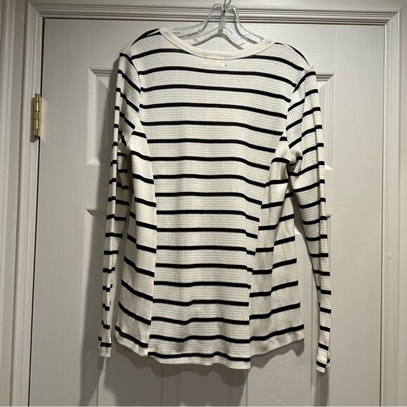 Anthropologie Vicky Thermal Waffle V Neck Tunic T.LA NWT Small Striped White Top - Picture 8 of 16